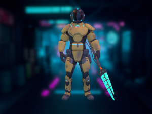 Futuristic soldier Cyborg mercenary Techno Assassin Low-poly Modelo 3D