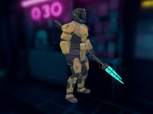 Futuristic soldier Cyborg mercenary Techno Assassin Low-poly Modelo 3D