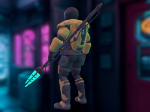 Futuristic soldier Cyborg mercenary Techno Assassin Low-poly Modelo 3D