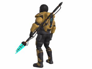 Futuristic soldier Cyborg mercenary Techno Assassin Low-poly Modelo 3D