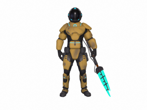 Futuristic soldier Cyborg mercenary Techno Assassin Low-poly Modelo 3D