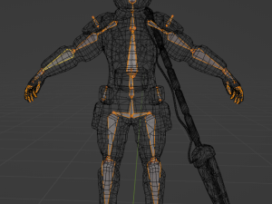 Futuristic soldier Cyborg mercenary Techno Assassin Low-poly Modelo 3D