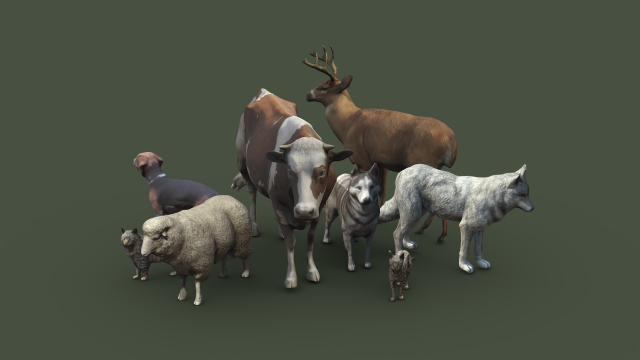 Animal Pack Vol 1 3D Модель .c4d .max .obj .3ds .fbx .stl .blend 
