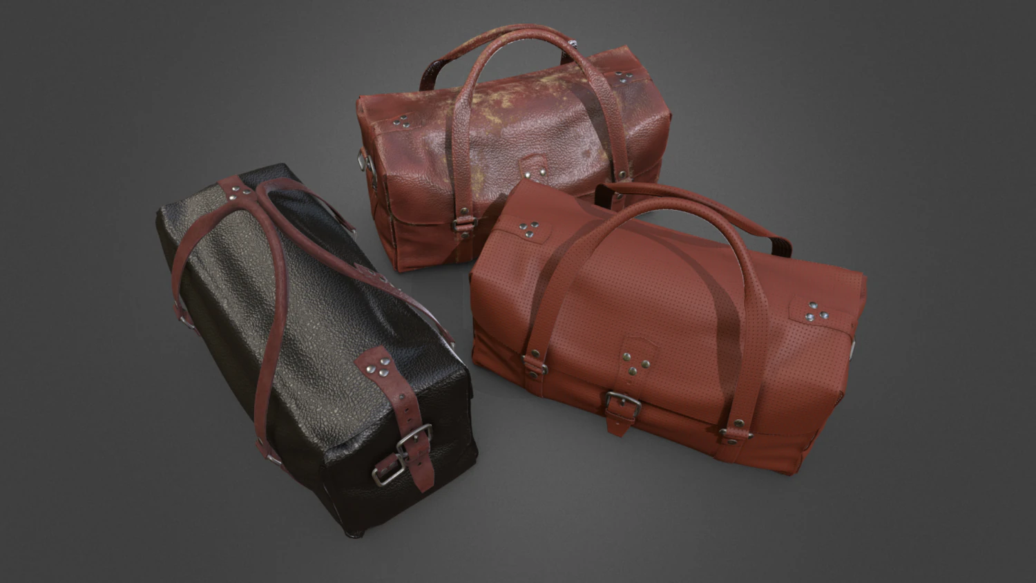 Leather Bag Retextured Versions PBR Material 3D Model .c4d .max .obj .3ds .fbx .stl .blend 