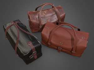 Leather Bag Retextured Versions PBR Material 3D Модель