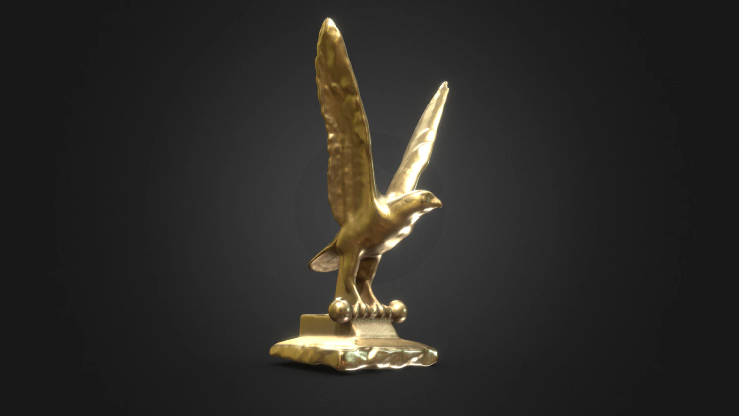 Gold Hawk Statue 3D Model .c4d .max .obj .3ds .fbx .stl .blend 