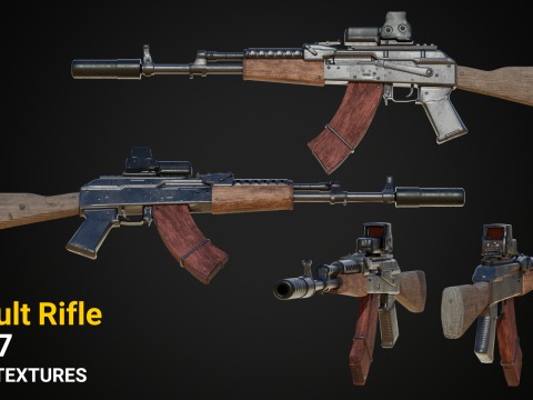 AK-47 Assault Rifle Modelo 3D