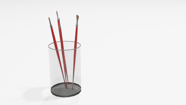 Realistic Brushes pot 3D 模型 .c4d .max .obj .3ds .fbx .stl .blend 