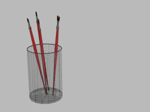 Realistic Brushes pot 3D Model
