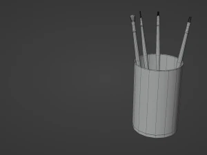 Realistic Brushes pot 3D Model