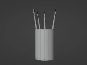 Realistic Brushes pot 3D Model