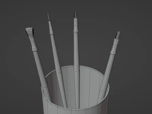 Realistic Brushes pot 3D Model