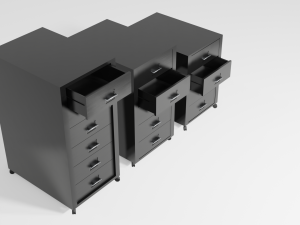 Realistic office drawer units 3D मॉडल