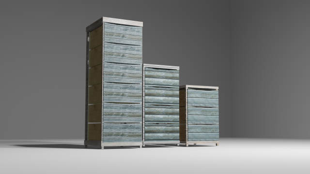 Drawers realistics old wood 3Dモデル .c4d .max .obj .3ds .fbx .stl .blend