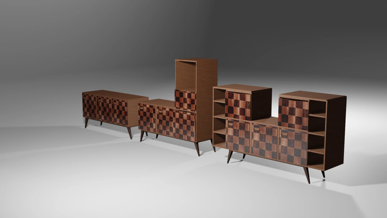 Drawers living room 80s 3D Model .c4d .max .obj .3ds .fbx .stl .blend 