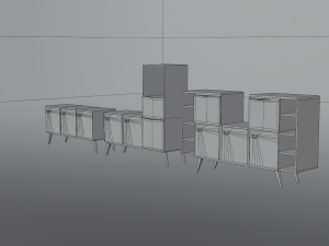 Drawers living room 80s 3D Modell
