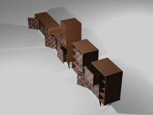 Drawers living room 80s 3D Modell