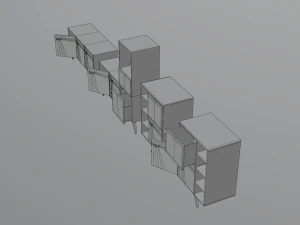Drawers living room 80s 3D Model