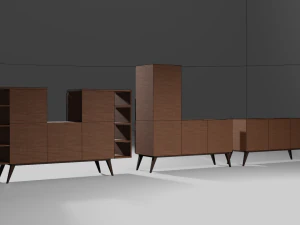 Drawers living room 80s 3D Model