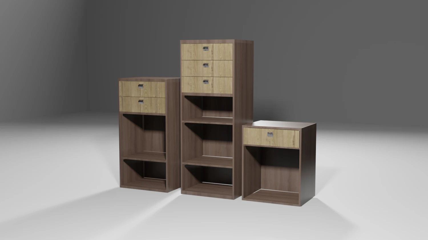 Bark smell realistic dark wood drawer unit 3D Model .c4d .max .obj .3ds .fbx .stl .blend 