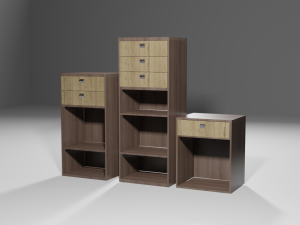 Bark smell realistic dark wood drawer unit 3D 모델