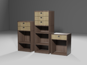 Bark smell realistic dark wood drawer unit 3D Модель