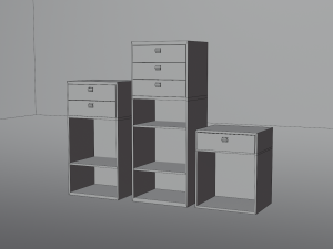 Bark smell realistic dark wood drawer unit 3D Модель