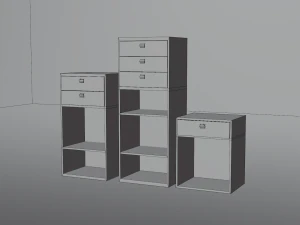 Bark smell realistic dark wood drawer unit 3D Model