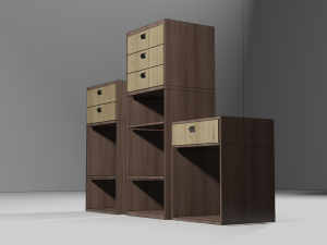 Bark smell realistic dark wood drawer unit 3D Модель