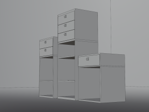Bark smell realistic dark wood drawer unit 3D Модель