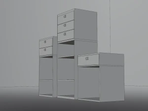 Bark smell realistic dark wood drawer unit 3D Model