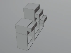 Bark smell realistic dark wood drawer unit 3D Model