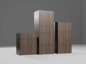 Bark smell realistic dark wood drawer unit 3D Model