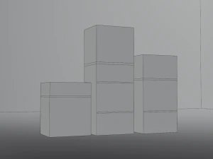 Bark smell realistic dark wood drawer unit 3D Model