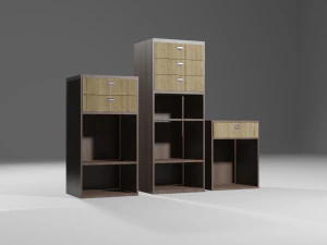 Bark smell realistic dark wood drawer unit 3D Model