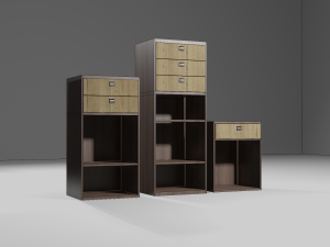 Bark smell realistic dark wood drawer unit 3D Модель