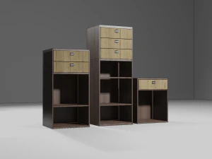 Bark smell realistic dark wood drawer unit 3D Model