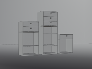 Bark smell realistic dark wood drawer unit 3D Модель