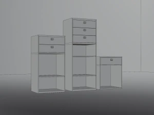 Bark smell realistic dark wood drawer unit 3D Model
