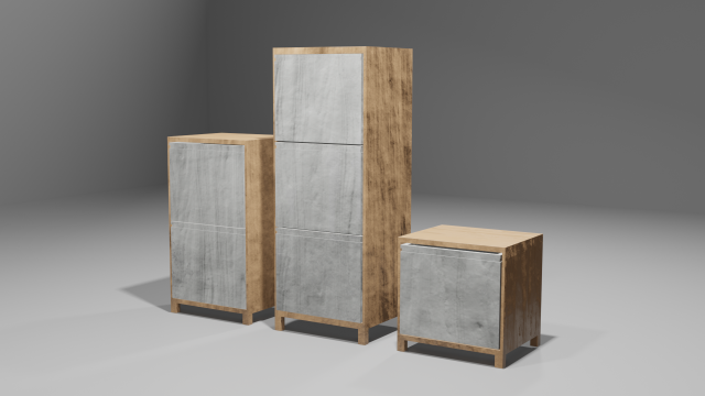 Modern wood drawers Modello 3D .c4d .max .obj .3ds .fbx .stl .blend 