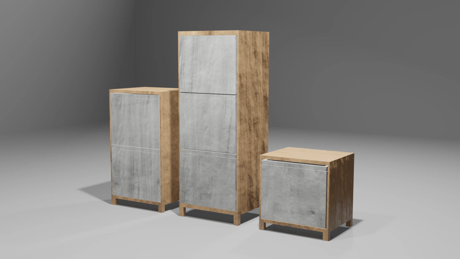 Modern wood drawers 3D Model .c4d .max .obj .3ds .fbx .stl .blend