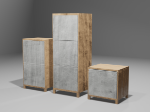 Modern wood drawers 3D 모델