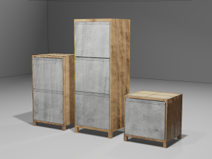 Modern wood drawers Modello 3D