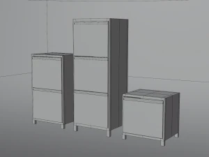 Modern wood drawers 3D Model