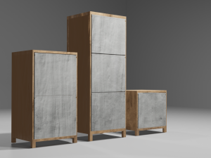 Modern wood drawers Modello 3D