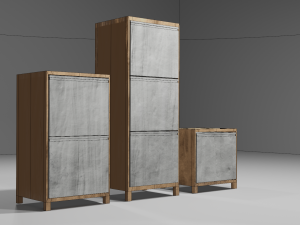 Modern wood drawers Modello 3D