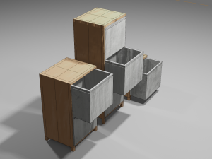 Modern wood drawers Modello 3D