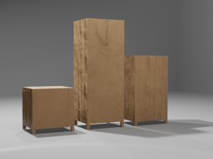 Modern wood drawers Modello 3D