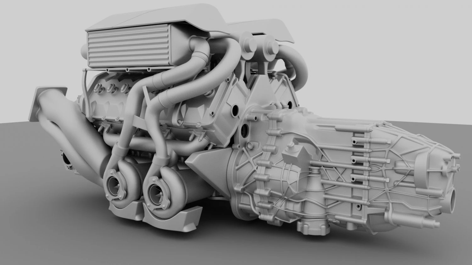 Bugatti Engine 3D Model .c4d .max .obj .3ds .fbx .stl .blend 