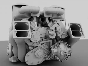 Bugatti Engine 3D Model